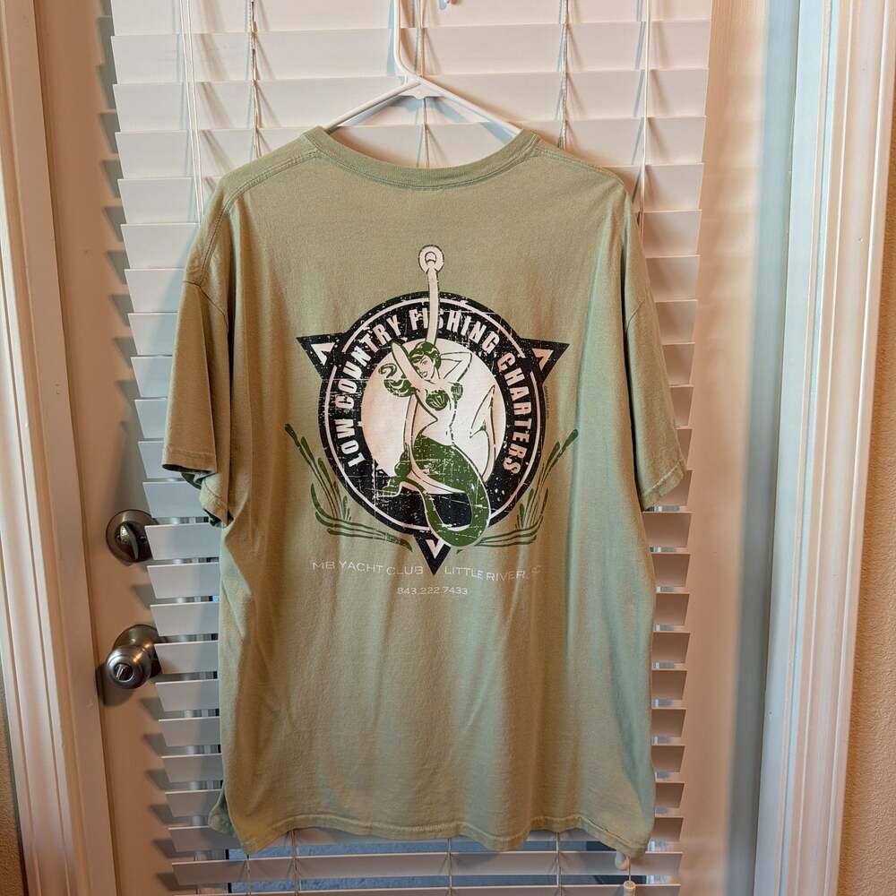 LOW COUNTRY FISHING CHARTERS MB YACHT CLUB LITTLE RIVER SC greenish XL t shirt